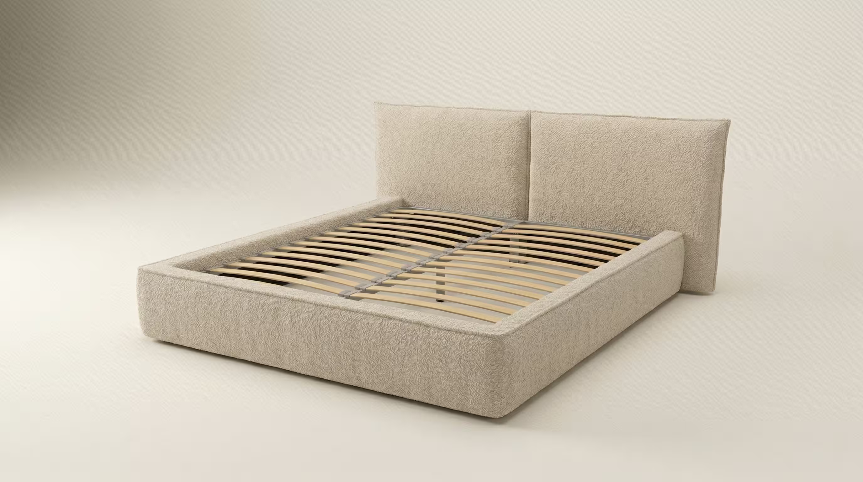 Ортопедическое основание с берёзовыми ламелями кровать Velora в обивке букле