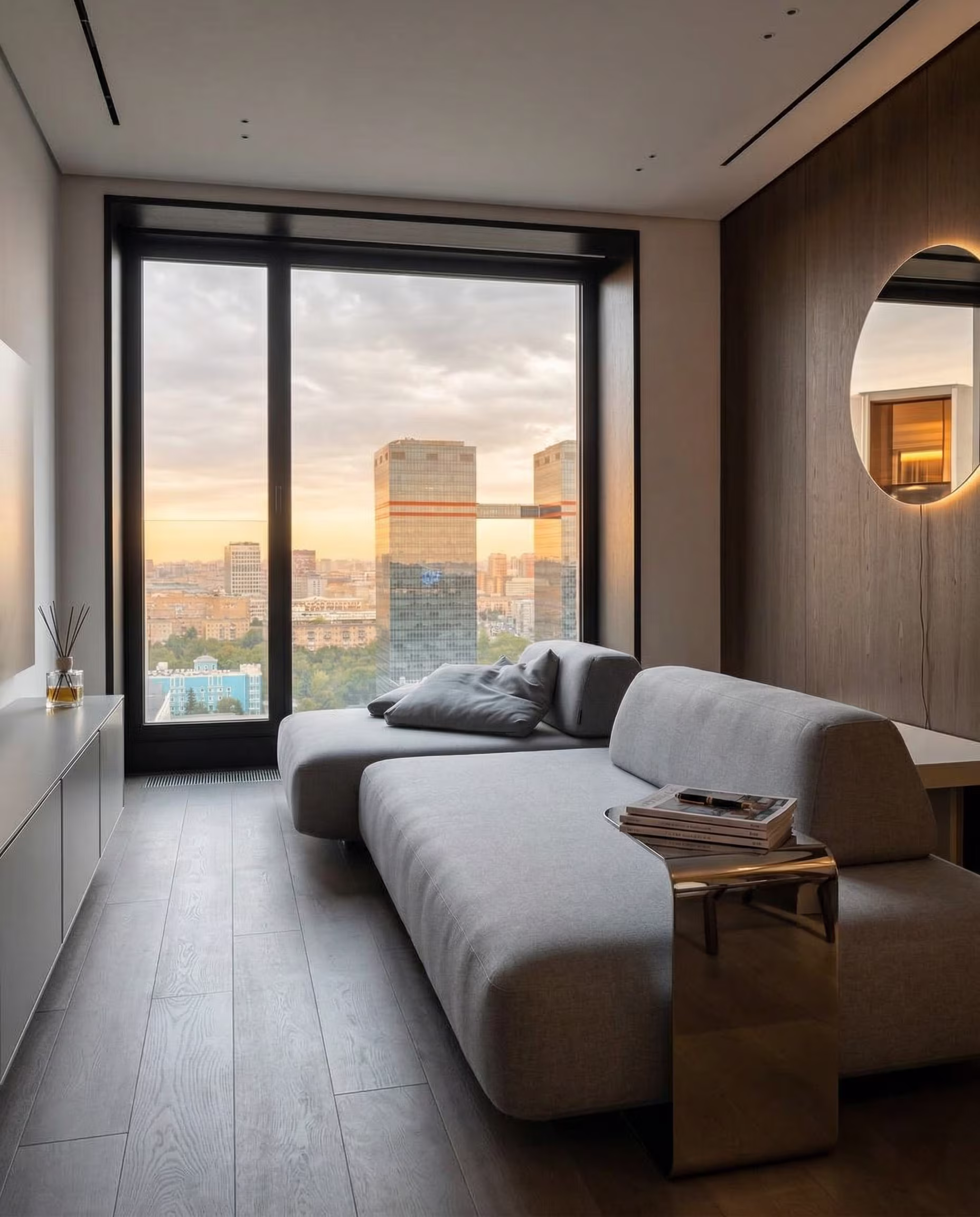 Интерьер гостиной диван в скандинавском современном стиле