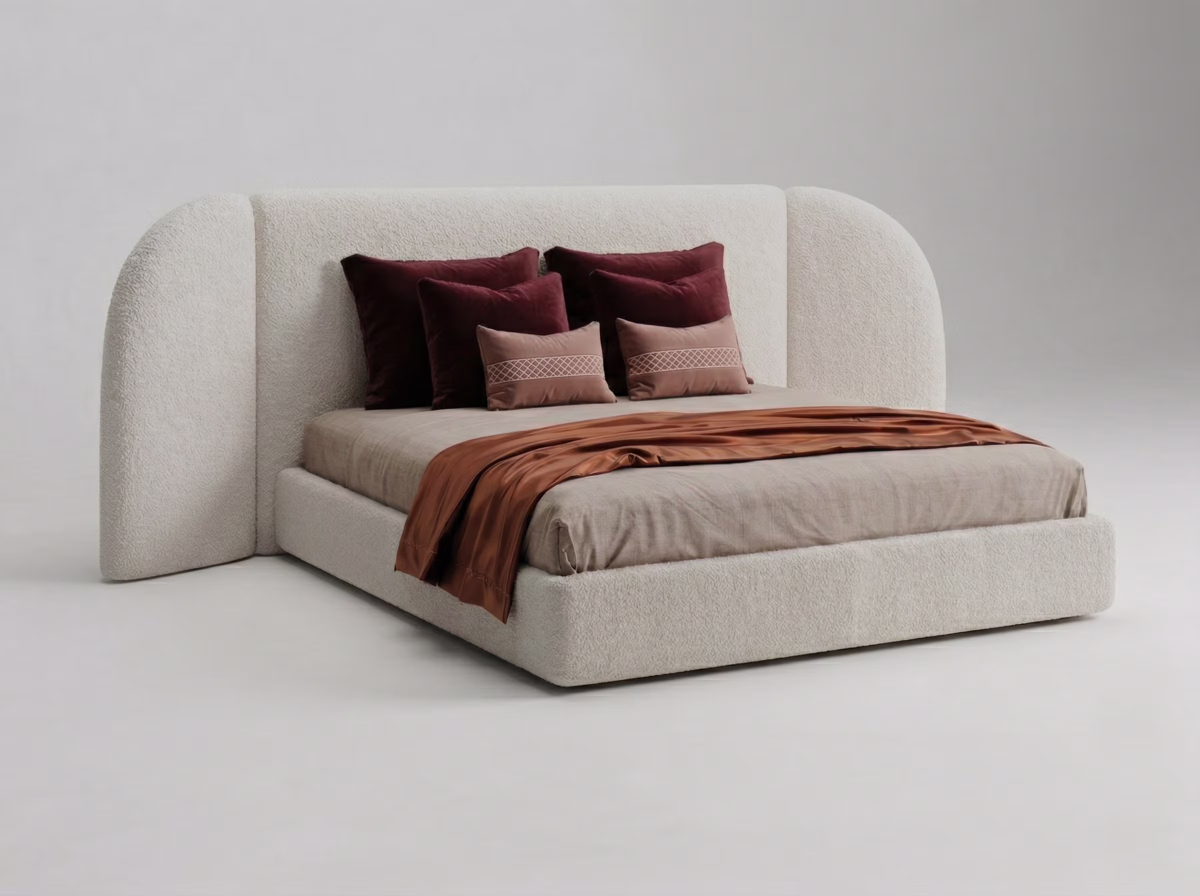 Двуспальная мягкая кровать с широким изголовьем Lavena